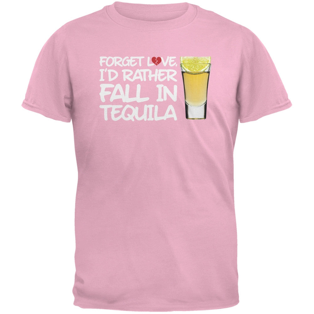 Valentine's Day - Forget Love, I'd Rather Fall in Tequila Black Adult T-Shirt Men's T-Shirts Old Glory   