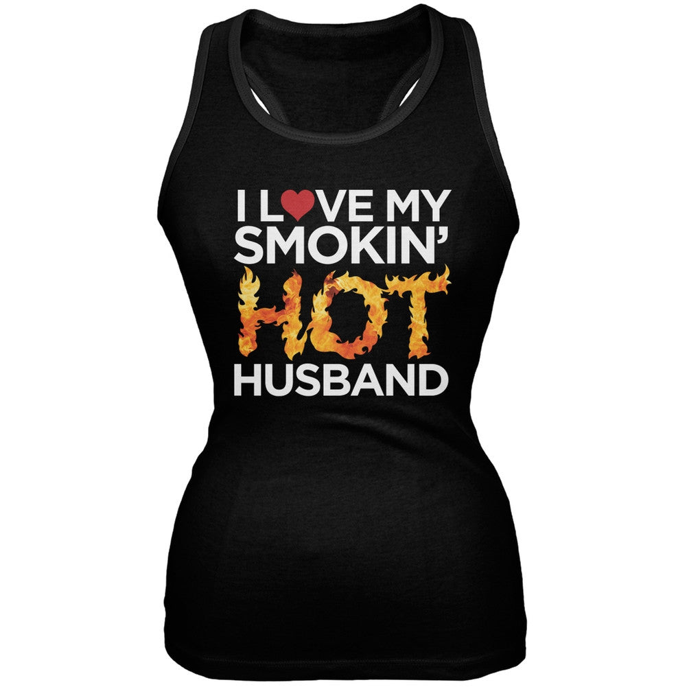 Valentine's Day - I Love My Smokin Hot Husband Black Juniors Soft Tank Top Juniors Tank Tops Old Glory 2XL Black 