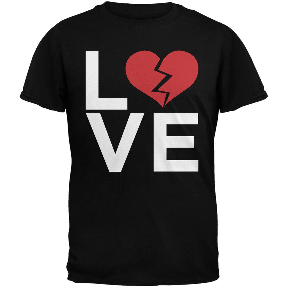 Love Broken Heart Black Adult T-Shirt Men's T-Shirts Old Glory   