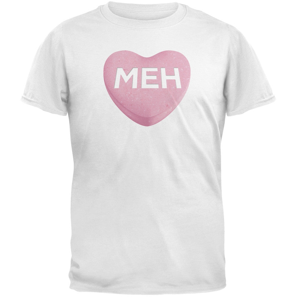 Valentine's Day - Meh Candy Heart Black Adult T-Shirt Men's T-Shirts Old Glory   