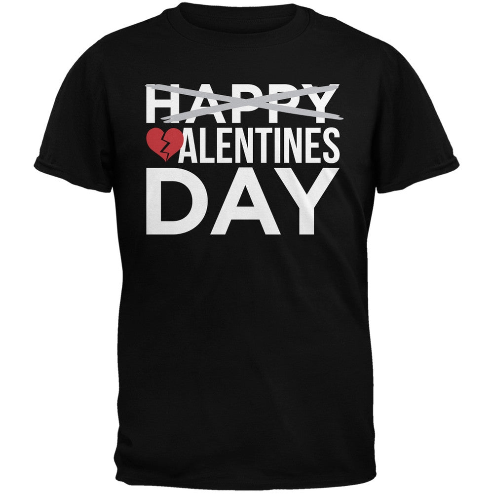 Valentine's Day - No Happy Valentines Day Black Adult T-Shirt Men's T-Shirts Old Glory   