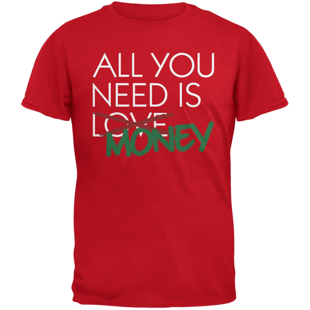 All You Need is Money, Not Love Red Adult T-Shirt Men's T-Shirts Old Glory 2XL Red 