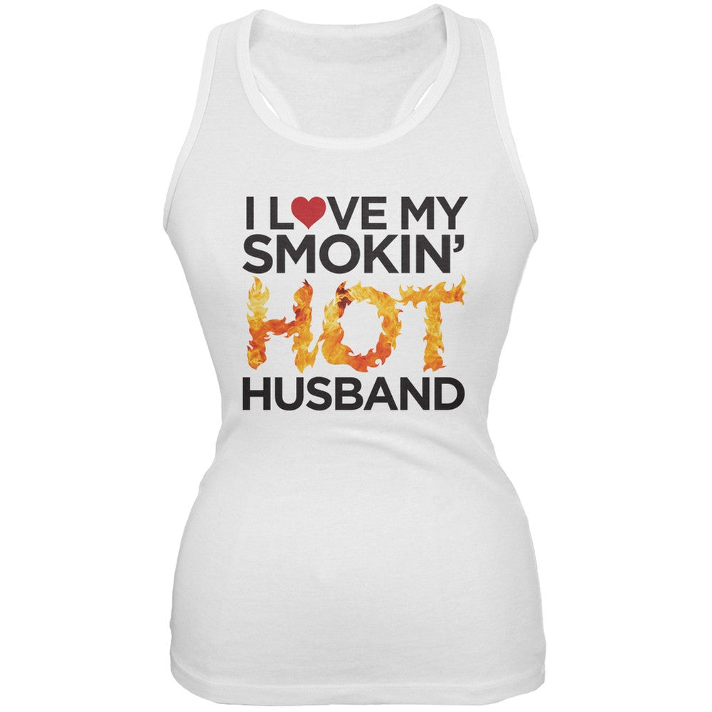 I Love My Smokin Hot Husband White Juniors Soft Tank Top Juniors Tank Tops Old Glory 2XL White 