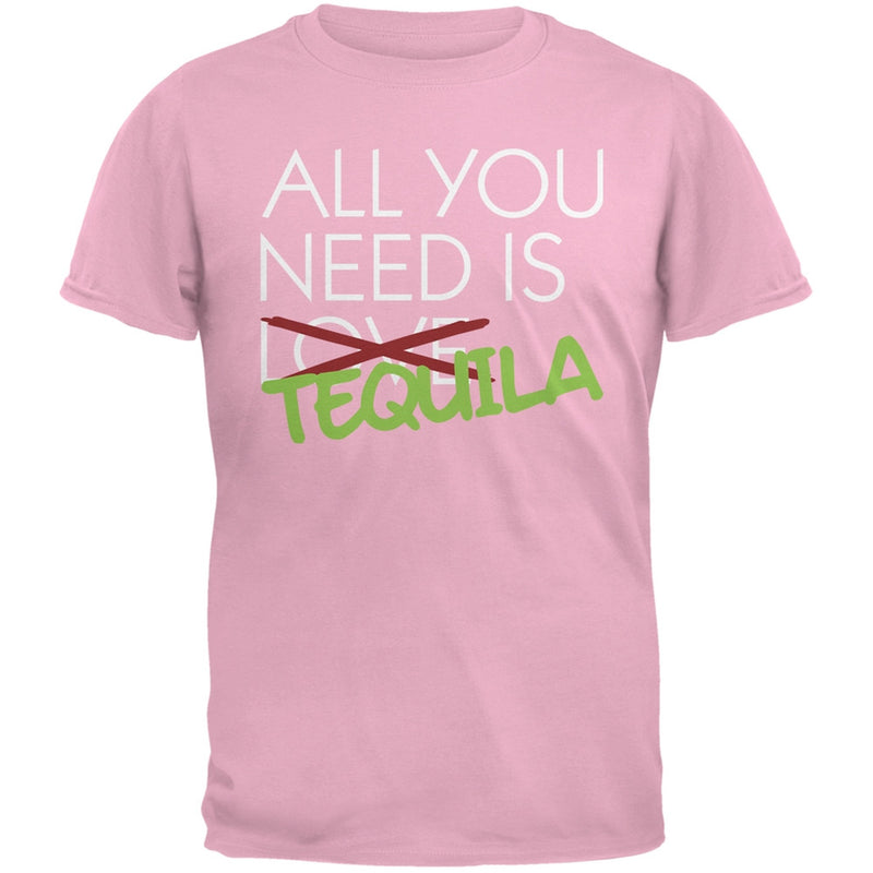 All You Need is Tequila, Not Love Black Adult T-Shirt Men's T-Shirts Old Glory SM Pink 