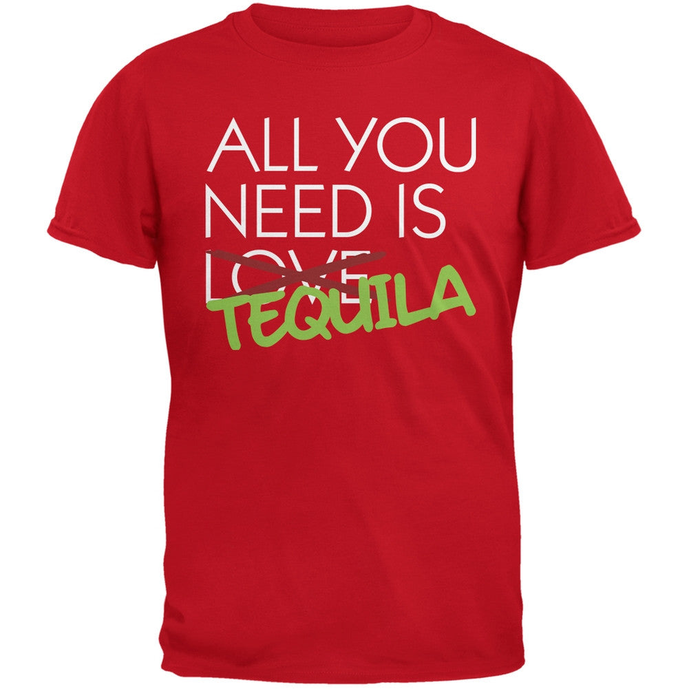 All You Need is Tequila, Not Love Red Adult T-Shirt Men's T-Shirts Old Glory 2XL Red 