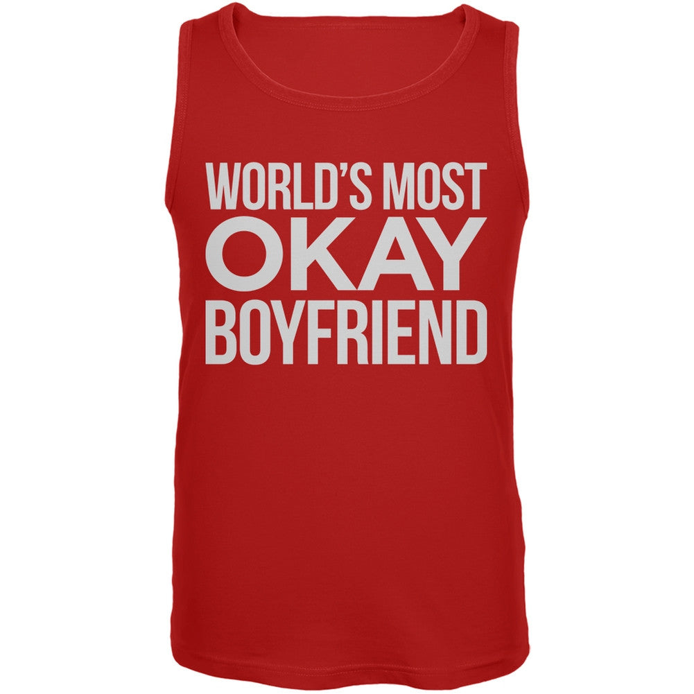 World's Most Okay Boyfriend Red Mens Tank Top Men's Tank Tops Old Glory 2XL Red 