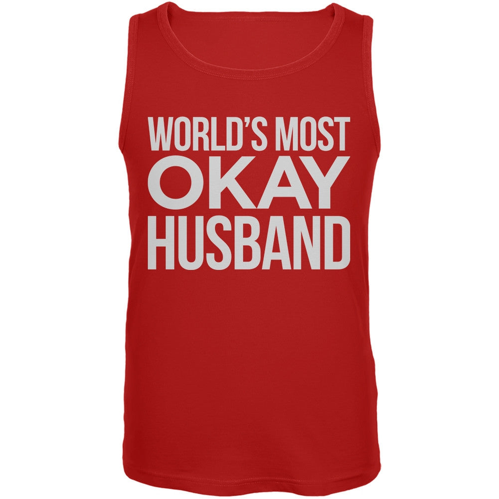 World's Most Okay Husband Red Mens Tank Top Men's Tank Tops Old Glory 2XL Red 