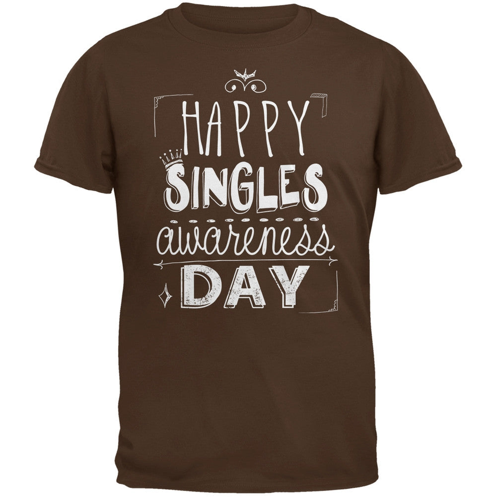 Happy Singles Awareness Day Brown Adult T-Shirt Men's T-Shirts Old Glory   