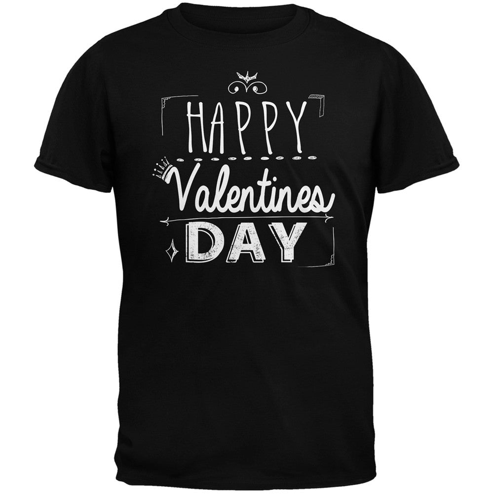 Happy Valentines Day Sign Black Adult T-Shirt Men's T-Shirts Old Glory   