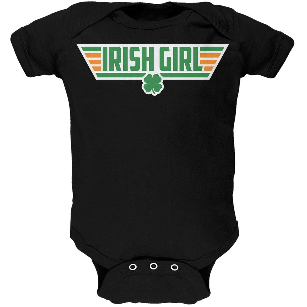 St. Patricks Day - Irish Girl Wing Man Black Soft Baby One Piece Baby One Piece Old Glory   