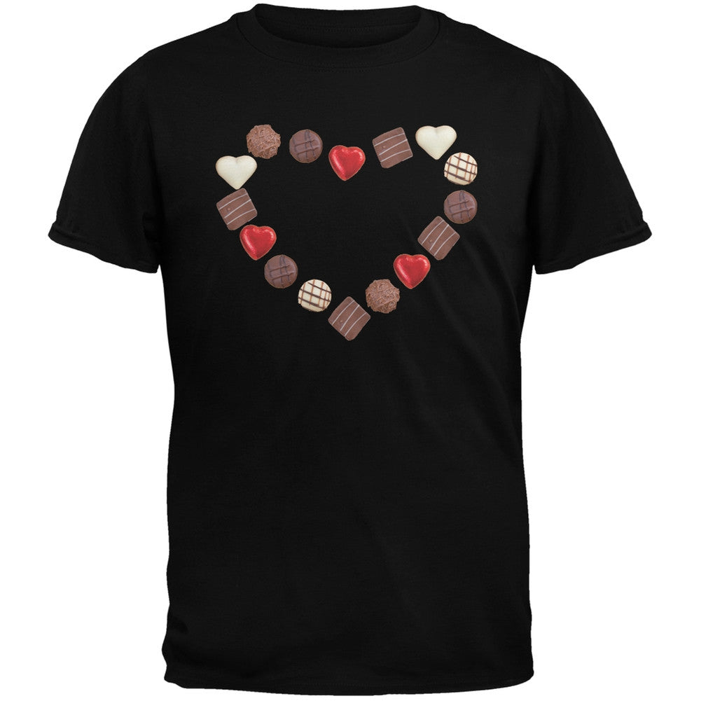 Heart Of Chocolates Black Adult T-Shirt Men's T-Shirts Old Glory   