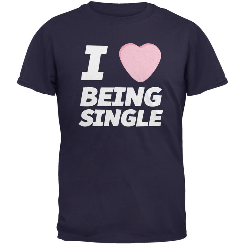 I Love Being Single Candy Heart Black Adult T-Shirt Men's T-Shirts Old Glory   