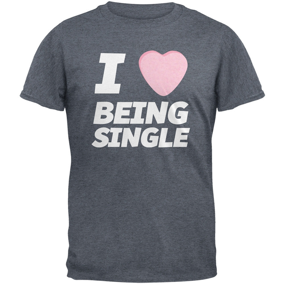 I Love Being Single Candy Heart Black Adult T-Shirt Men's T-Shirts Old Glory   