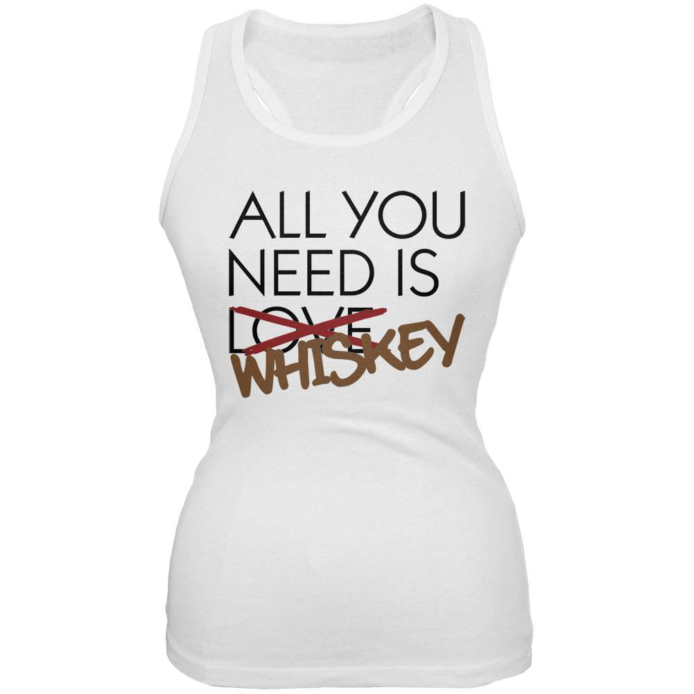 All You Need is Whiskey, Not Love White Juniors Soft Tank Top Juniors Tank Tops Old Glory 2XL White 