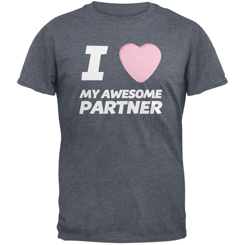 I Love My Awesome Partner Candy Heart Black Adult T-Shirt Men's T-Shirts Old Glory   