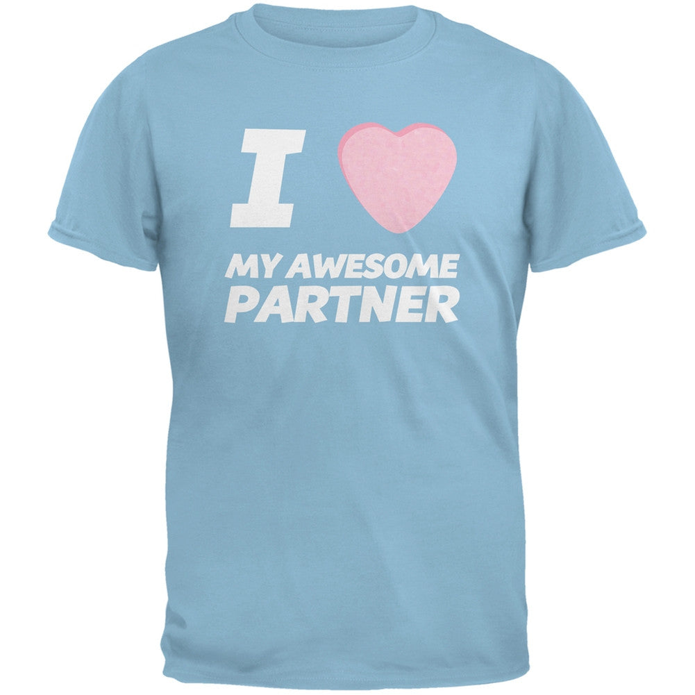 I Love My Awesome Partner Candy Heart Black Adult T-Shirt Men's T-Shirts Old Glory   