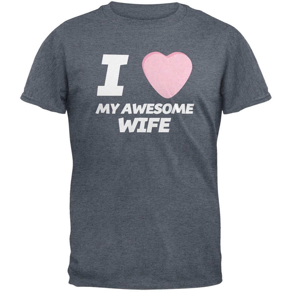 I Love My Awesome Wife Candy Heart Black Adult T-Shirt Men's T-Shirts Old Glory   