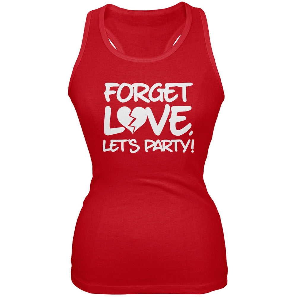 Forget Love, Let's Party Red Juniors Soft Tank Top Juniors Tank Tops Old Glory 2XL Red 