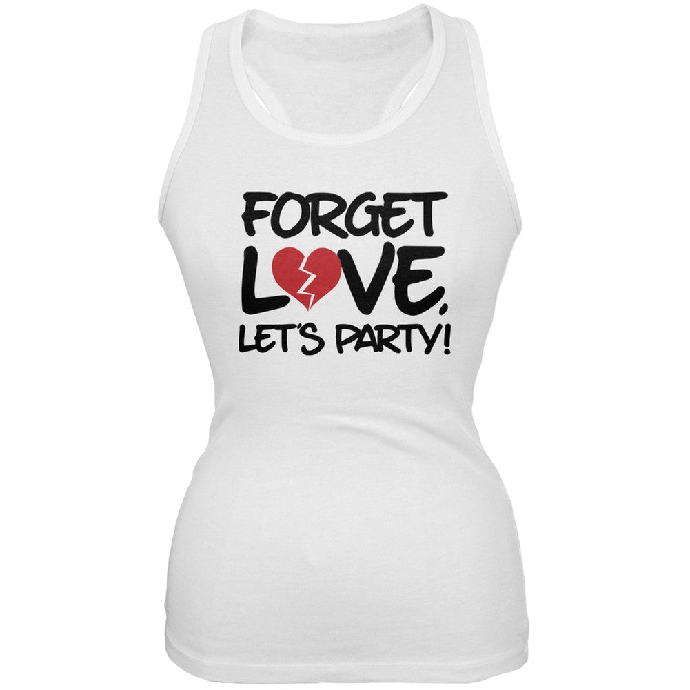 Forget Love, Let's Party White Juniors Soft Tank Top Juniors Tank Tops Old Glory 2XL White 