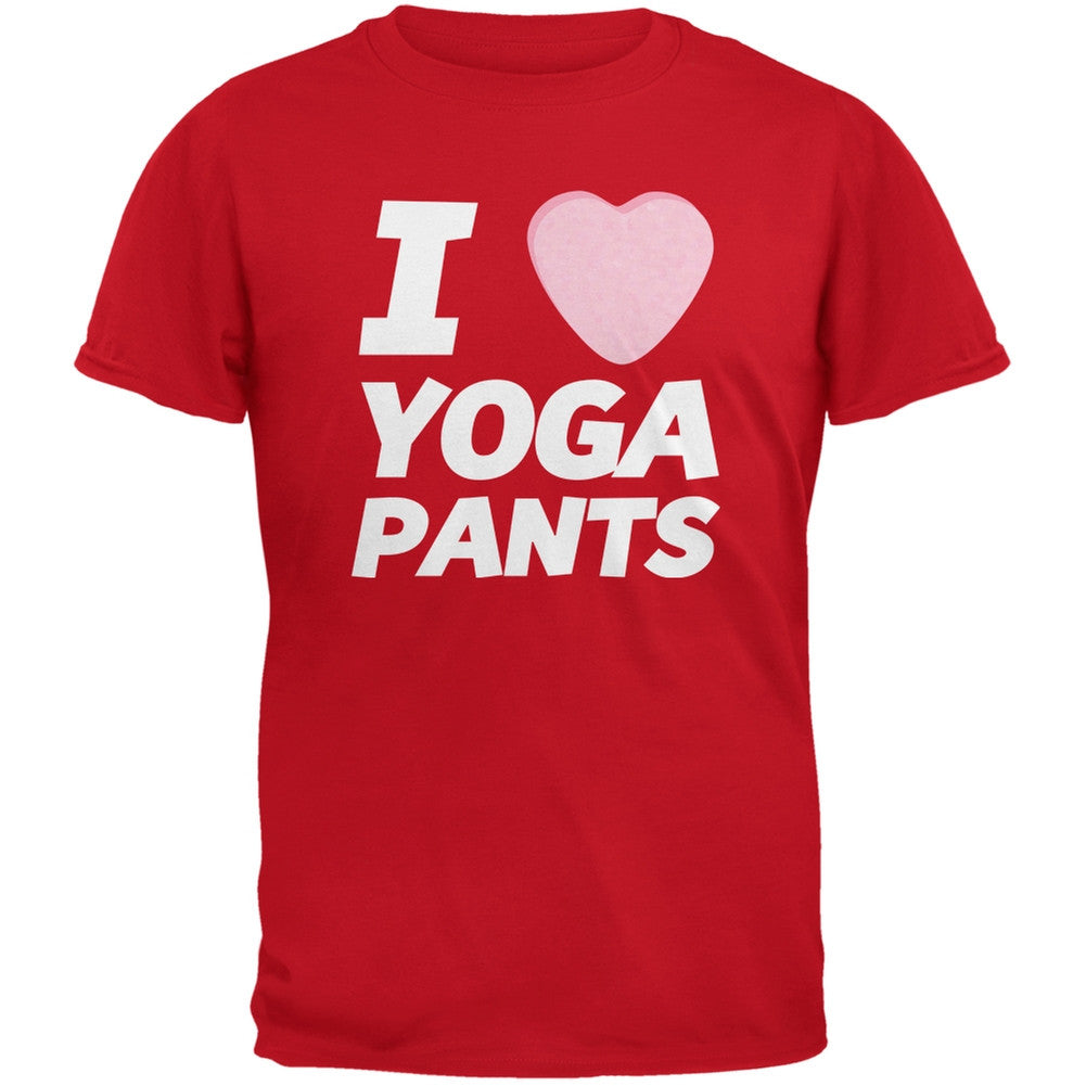 I Love Yoga Pants Candy Heart Red Adult T-Shirt Men's T-Shirts Old Glory 2XL Red 