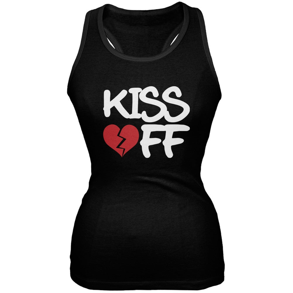 Kiss Off Black Juniors Soft Tank Top Juniors Tank Tops Old Glory SM Black 