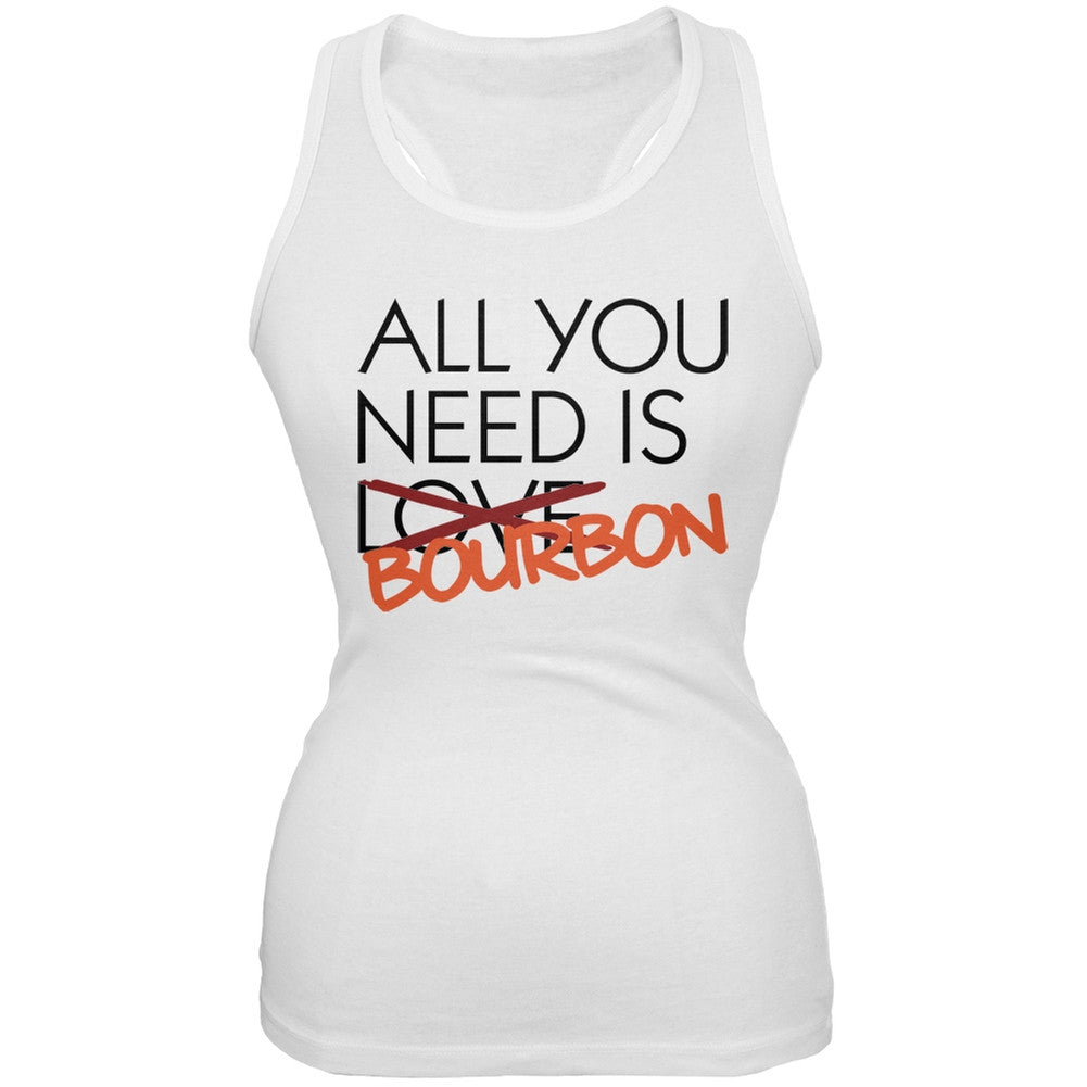 All You Need is Bourbon, Not Love White Juniors Soft Tank Top Juniors Tank Tops Old Glory 2XL White 