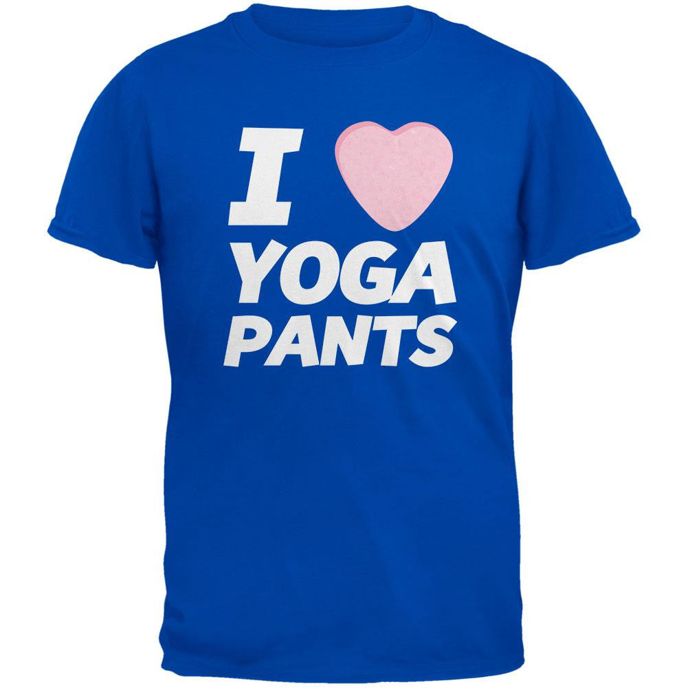 I Love Yoga Pants Candy Heart Royal Adult T-Shirt Men's T-Shirts Old Glory 2XL Blue 