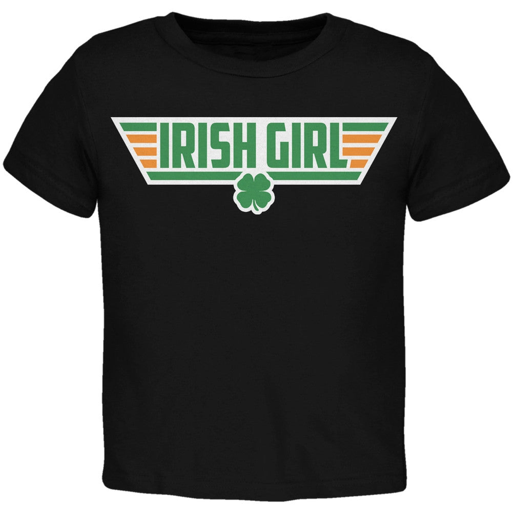 St. Patricks Day - Irish Girl Wing Man Black Toddler T-Shirt Toddler T-Shirts Old Glory   