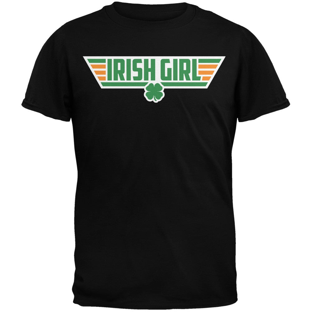 St. Patricks Day - Irish Girl Wing Man Black Youth T-Shirt Youth T-Shirts Old Glory   