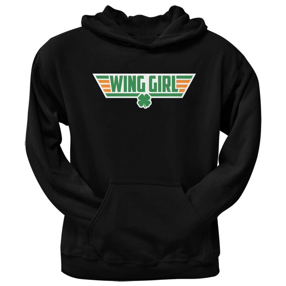 St. Patricks Day - Irish Wing Girl Adult Black Pullover Hoodie Men's Hoodies Old Glory   