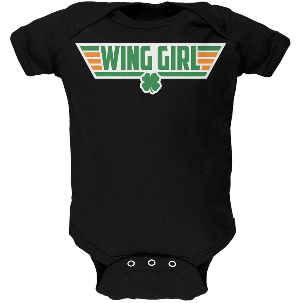 St. Patricks Day - Irish Wing Girl Black Soft Baby One Piece Baby One Piece Old Glory   