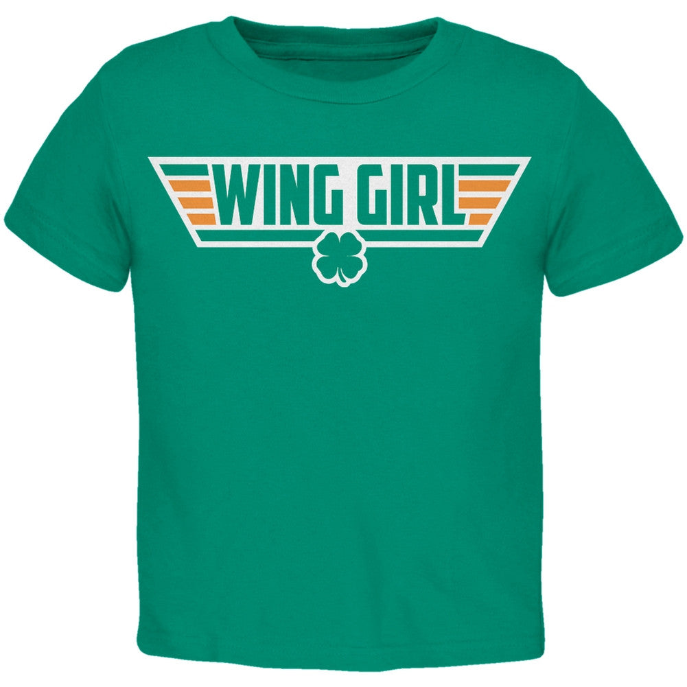 St. Patricks Day - Irish Wing Girl Black Toddler T-Shirt Toddler T-Shirts Old Glory   