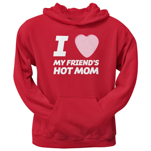 I Love My Friends Hot Mom Candy Heart Red Adult Pullover Hoodie – Old Glory