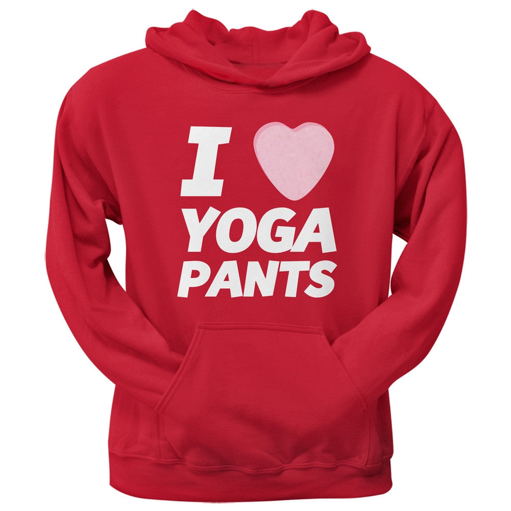 I Love Yoga Pants Candy Heart Red Adult Pullover Hoodie Men's Hoodies Old Glory   