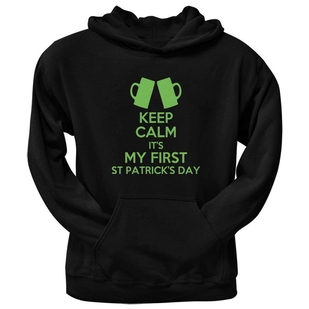 St. Patricks Day - First St Patricks Day Beer Black Adult Pullover Hoodie Men's Hoodies Old Glory 2XL Black 