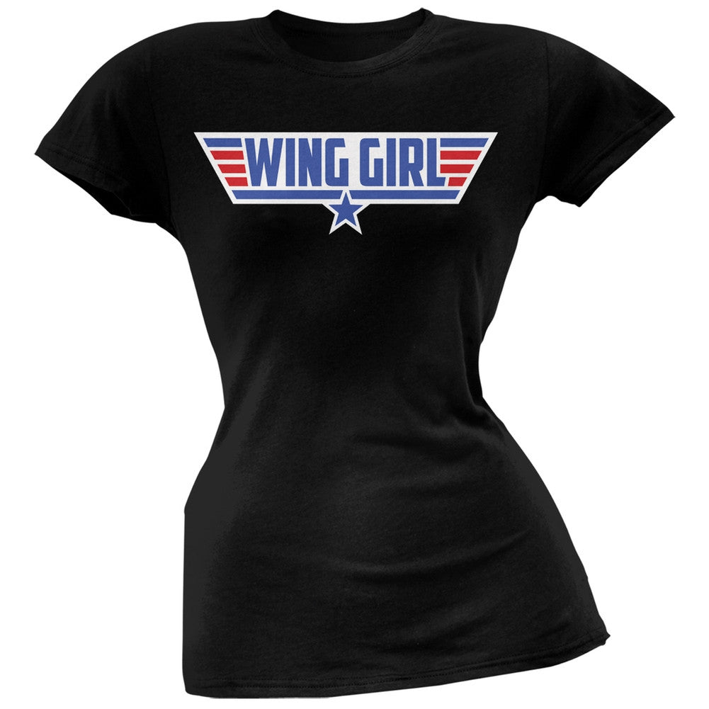 Wing Girl Black Soft Juniors T-Shirt Juniors T-Shirts Old Glory   