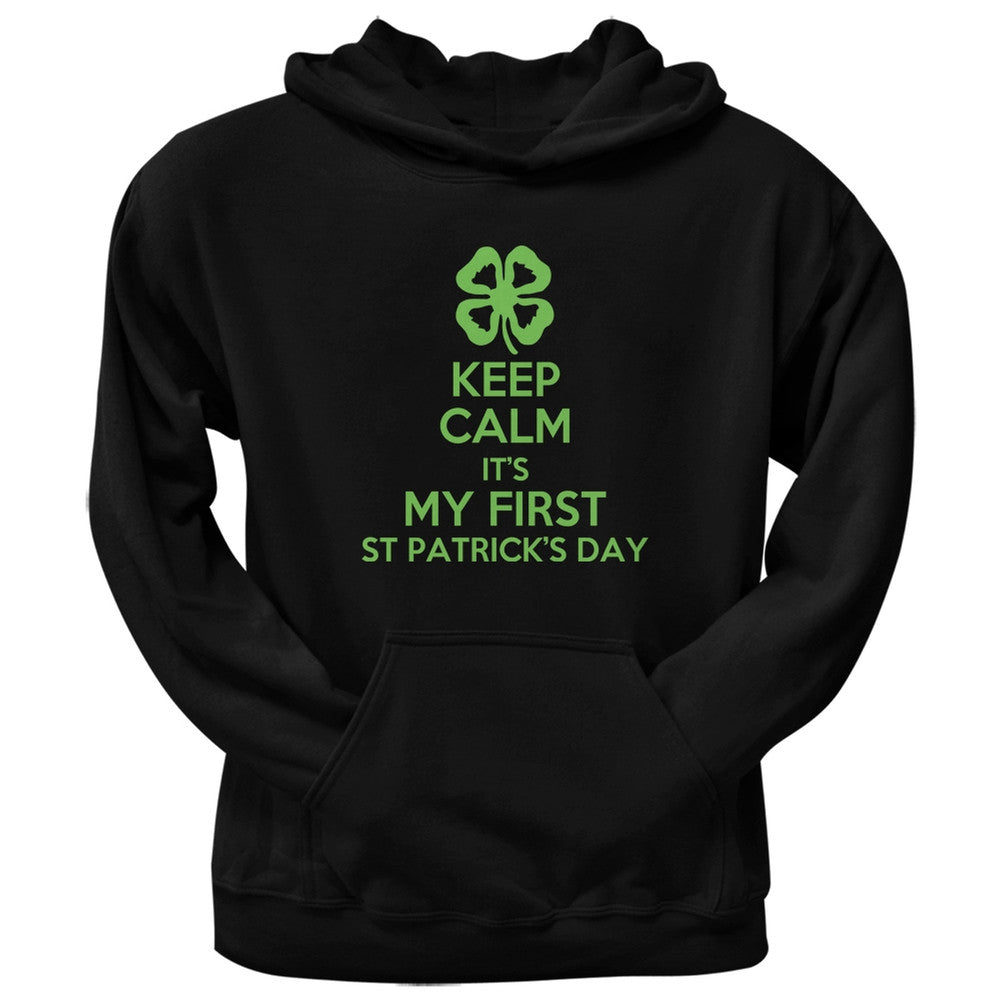 St. Patricks Day - First St Patricks Day Clover Black Adult Pullover Hoodie Men's Hoodies Old Glory 2XL Black 