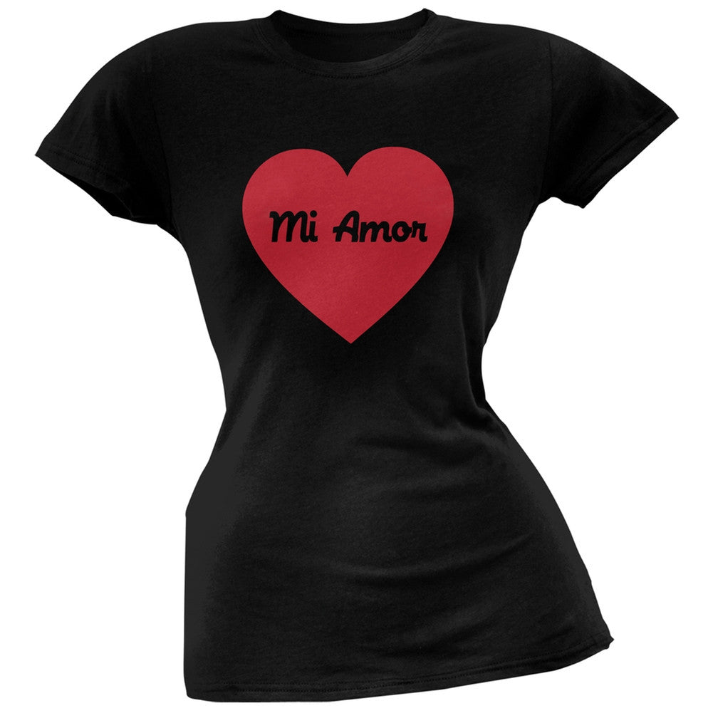 Valentine's Day Mi Amor Black Juniors Soft T-Shirt Juniors T-Shirts Old Glory   