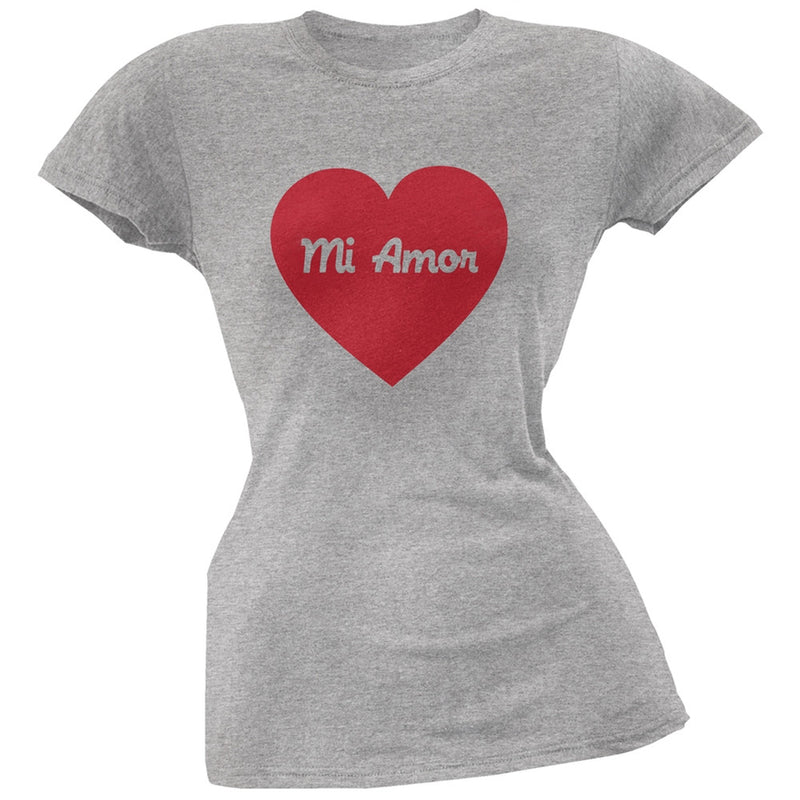 Valentine's Day Mi Amor Black Juniors Soft T-Shirt Juniors T-Shirts Old Glory   