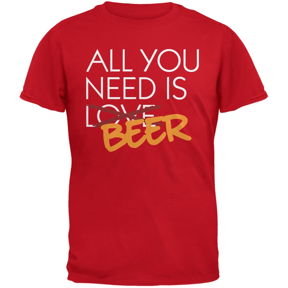 Valentine's Day - All You Need is Beer Red Adult T-Shirt Men's T-Shirts Old Glory 2XL Red 