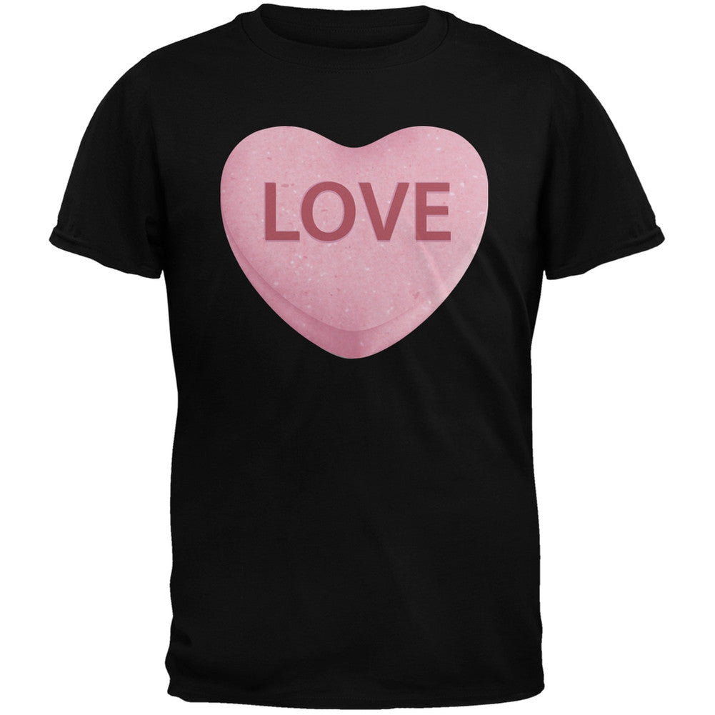 Valentine's Day Pink Love Candy Heart Black Adult T-Shirt Men's T-Shirts Old Glory   