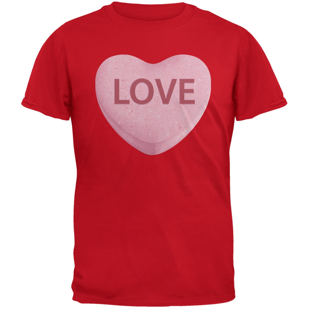 Valentine's Day Pink Love Candy Heart Red Adult T-Shirt Men's T-Shirts Old Glory 2XL Red 