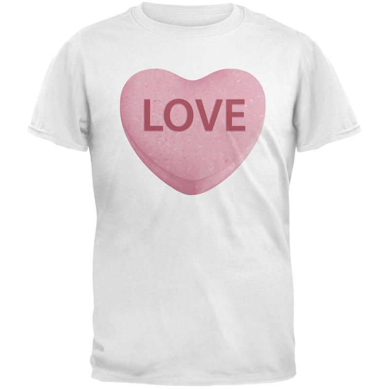 Valentine's Day Pink Love Candy Heart Black Adult T-Shirt Men's T-Shirts Old Glory   