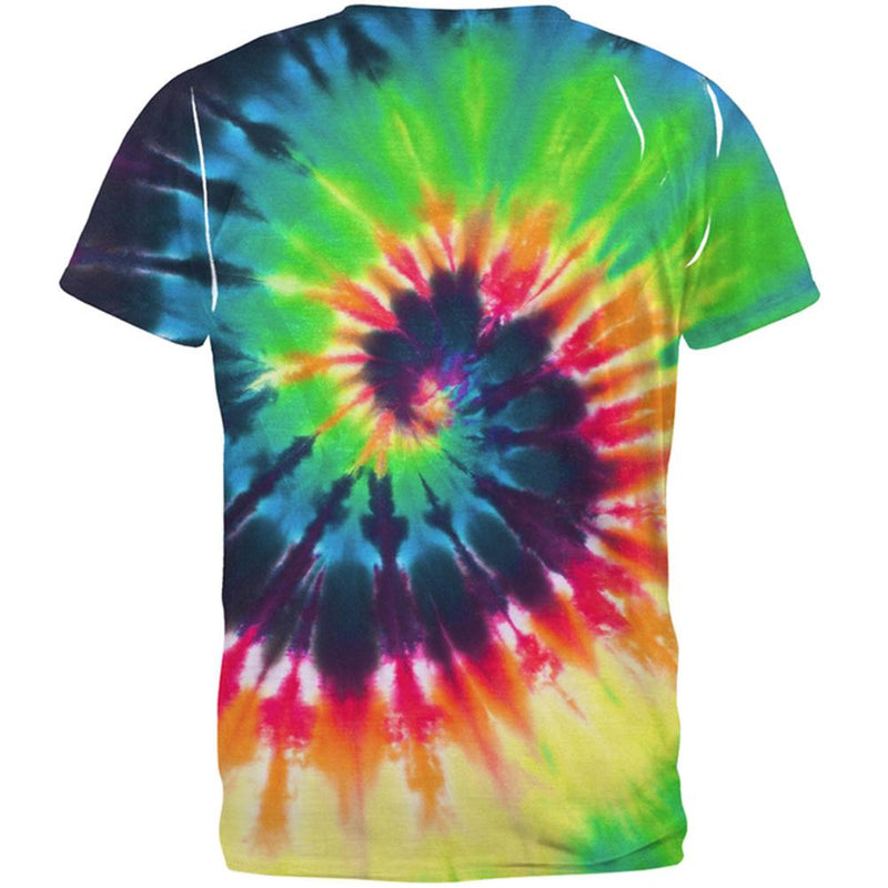 Peace Love & Happiness Tie Dye All Over Adult T-Shirt Men's T-Shirts Old Glory   