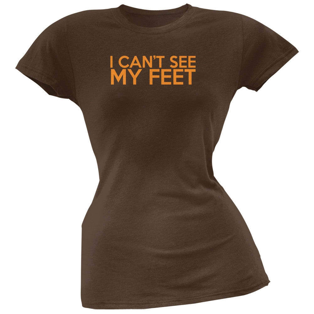 I Can't See My Feet Brown Juniors Soft T-Shirt Juniors T-Shirts Old Glory 2XL Brown 