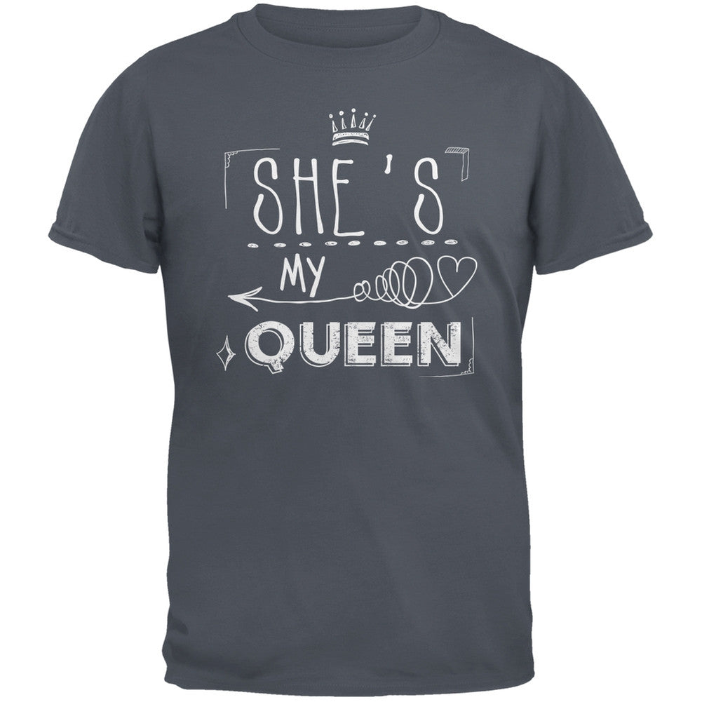 Valentine's Day She's My Queen Grey Adult T-Shirt Men's T-Shirts Old Glory 2XL Grey 