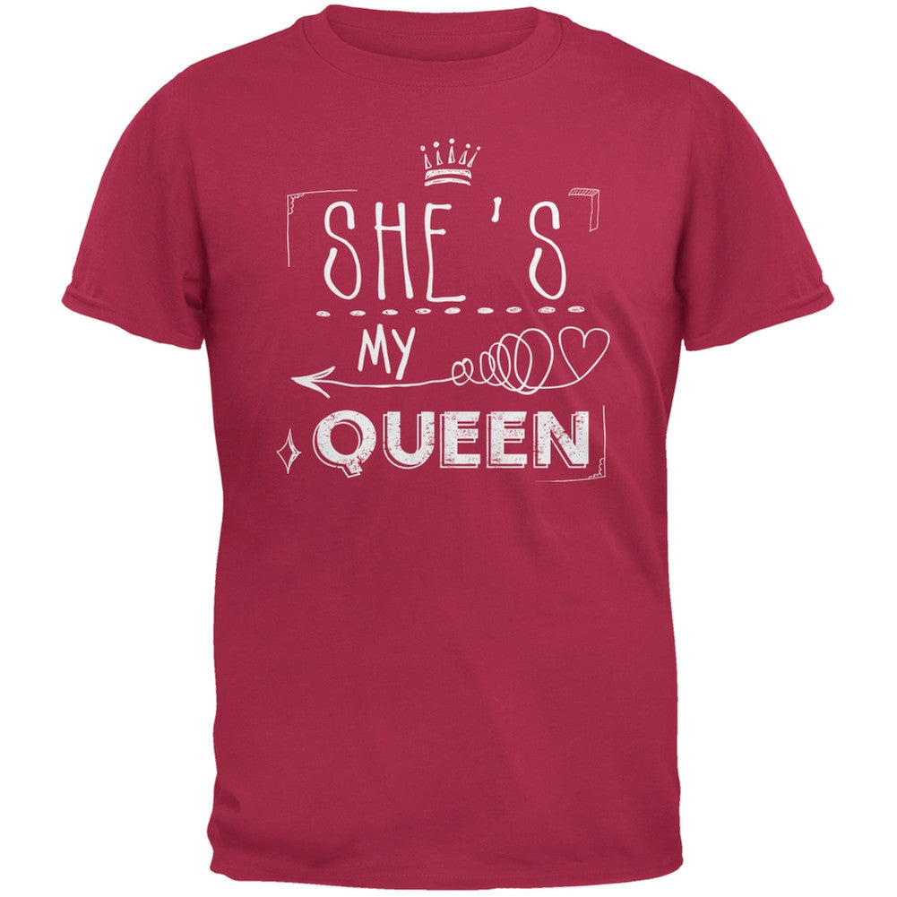 Valentine's Day She's My Queen Red Adult T-Shirt Men's T-Shirts Old Glory 2XL Red 