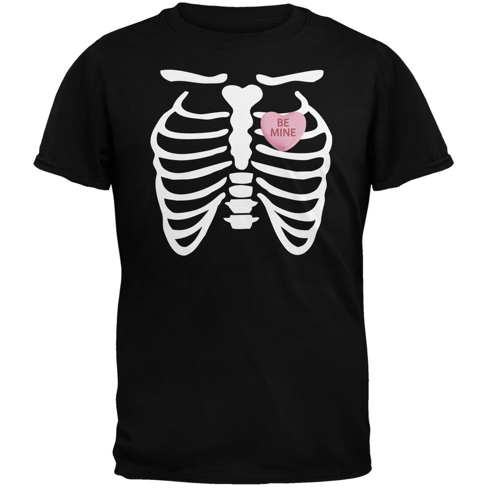 Skeleton Be Mine Candy Heart Black Adult T-Shirt Men's T-Shirts Old Glory 2XL Black 