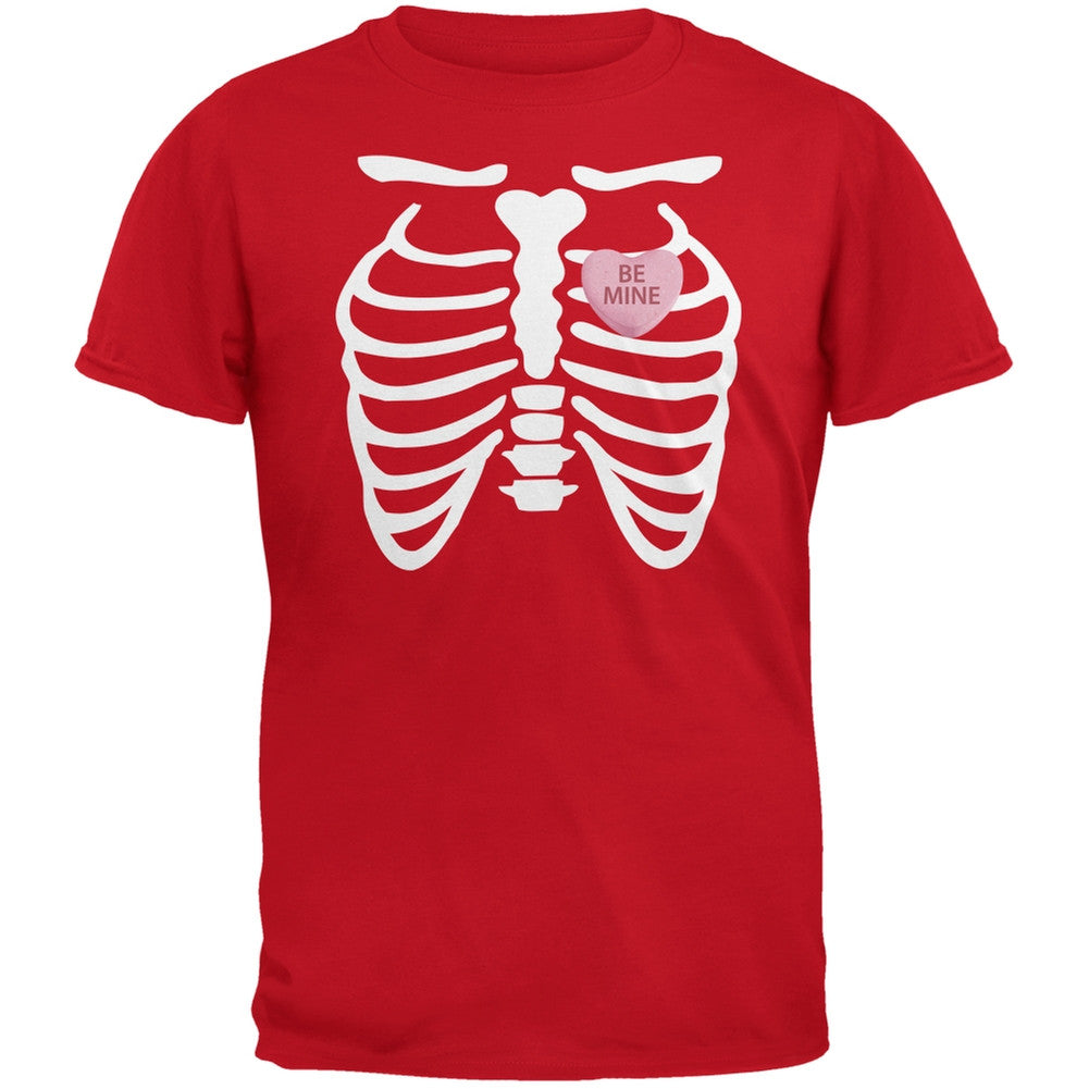 Skeleton Be Mine Candy Heart Red Adult T-Shirt Men's T-Shirts Old Glory 2XL Red 