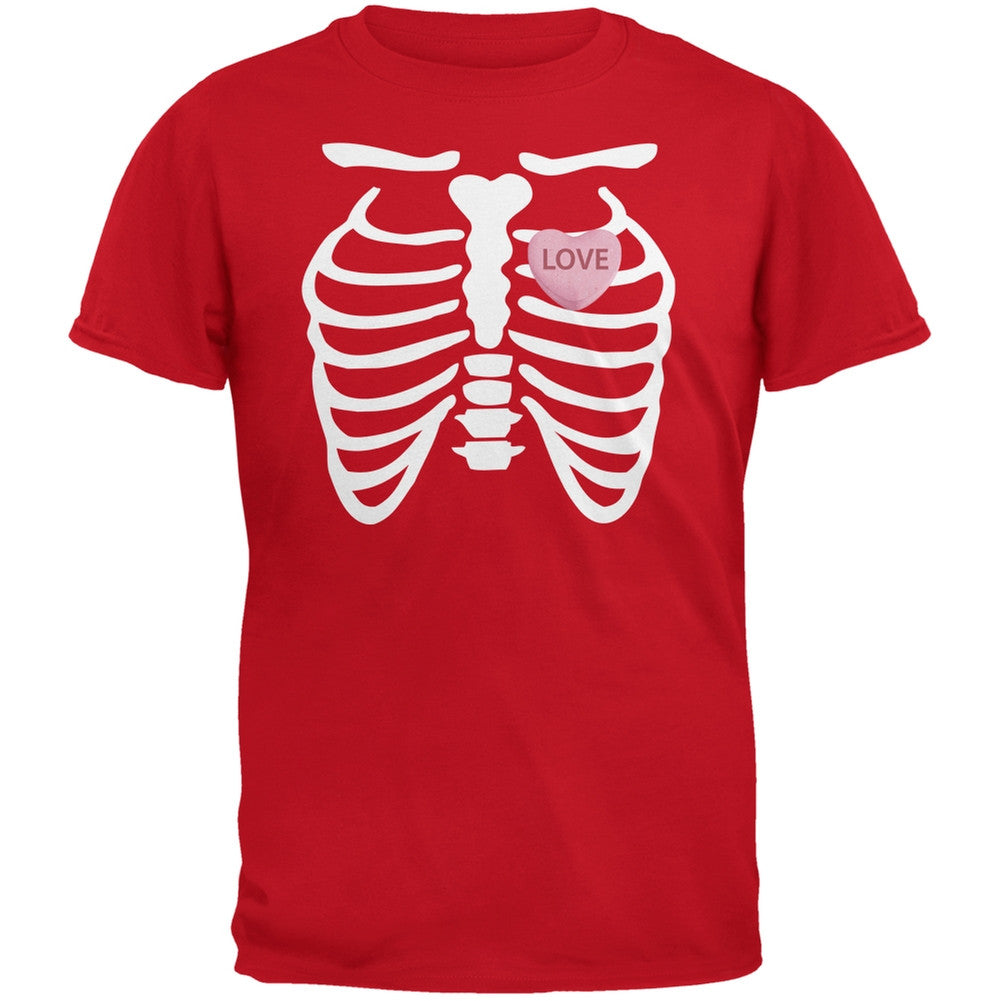 Skeleton Love Candy Heart Red Adult T-Shirt Men's T-Shirts Old Glory 2XL Red 